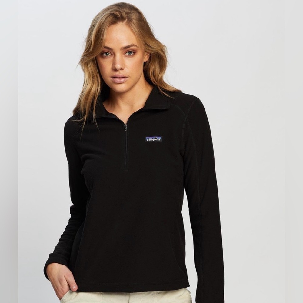 Patagonia Women’s Black Micro D 1/4 Zip Fleece Sweater – Size S